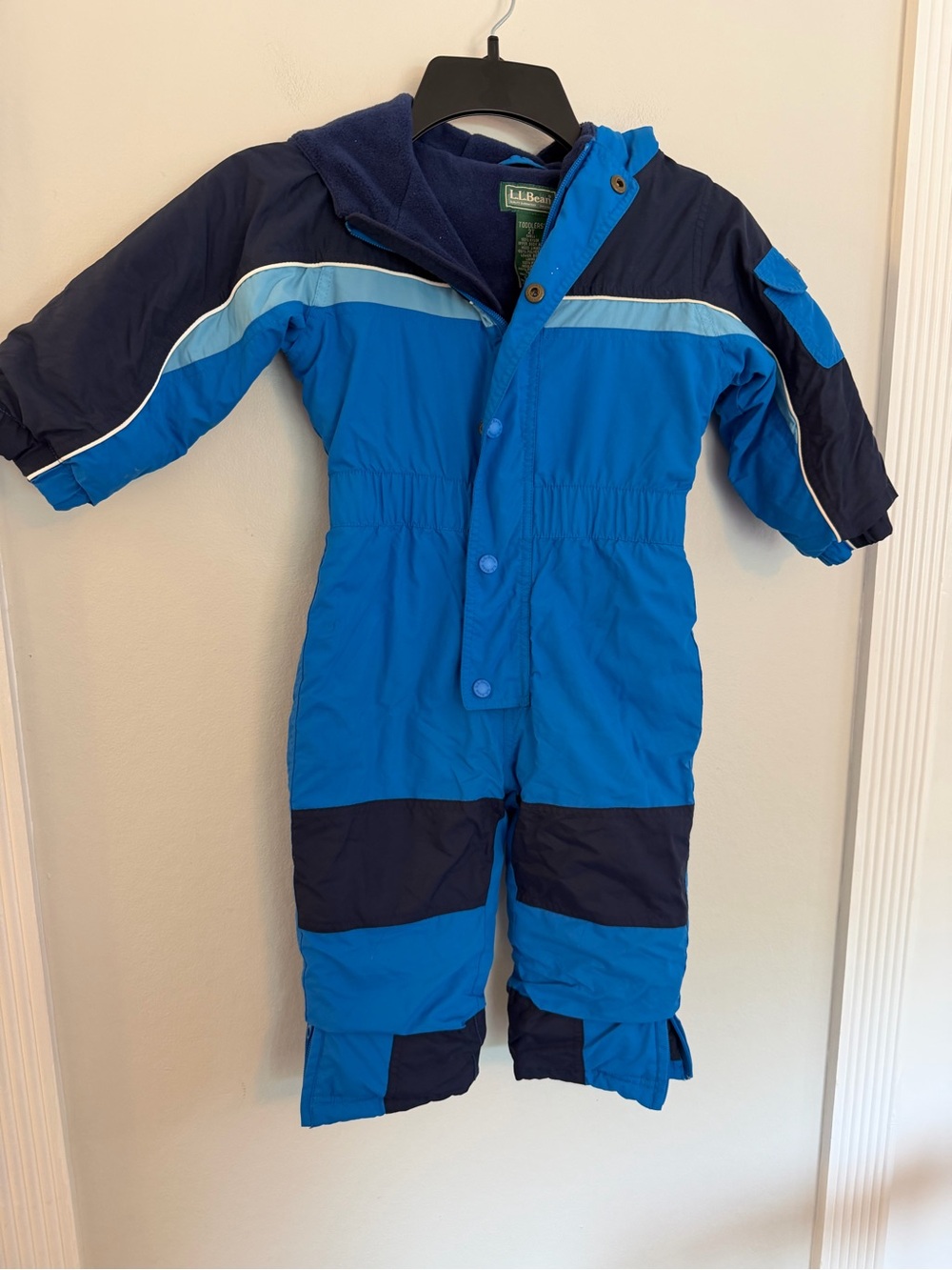 L.L.Bean Toddler 2T Blue Fleece Lined Insulated Snowsuit One Piece Snow Bib